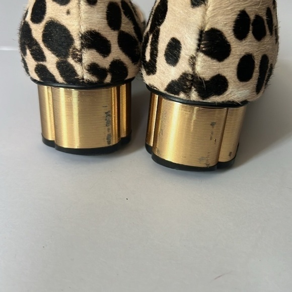 LÍNEA PAOLO  LEOPARD 🐆 block HEELS GOLD HEELS size9M. Slightly used. - Picture 11 of 12